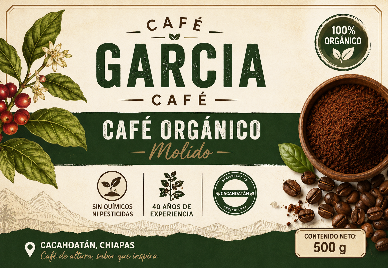 CAFE ORGANICO MOLIDO DE ALTURA